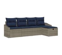 vidaXL Ensemble de Canapés avec Coussin 5 pcs polyrotin, Canapé extérieur Moderne, léger et tissé, pour Jardin et terrasse, Assise Confortable, Style Minimaliste