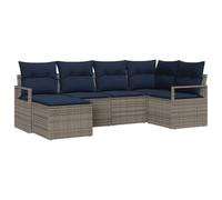 vidaXL Ensemble de Canapés avec Coussin 6 pcs Gris polyrotin, Canapé d'extérieure modulable, léger et résistant aux UV, avec Design tissé, pour terrasse et Jardin
