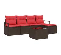 vidaXL Ensemble de Canapés avec Coussin 6 pcs Marron polyrotin, Canapé d'extérieur rectangulaire Moderne, mobilier modulaire UV-résistant, Coin Salon, transat de Jardin