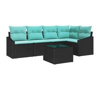 vidaXL Ensemble de Canapés avec Coussin 6 pcs Noir polyrotin, Canapé de Jardin Moderne, léger, Solide, résistant aux UV, mobilier modulaire pour Un Espace extérieur Relax