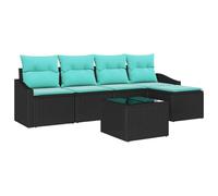 vidaXL Ensemble de Canapés avec Coussin 6 pcs Noir polyrotin, Canapé d'extérieur Moderne, résistant aux UV, léger, Parfait pour Un Coin détente dans Le Jardin ou sur la terrasse