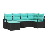 vidaXL Ensemble de Canapés avec Coussin 6 pcs Noir polyrotin, Canapé d'extérieure modulable, léger et résistant aux UV, avec Design tissé, pour terrasse et Jardin