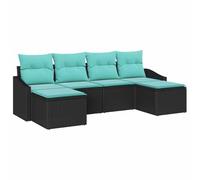 vidaXL Ensemble de Canapés avec Coussin 6 pcs Noir polyrotin, Canapé Moderne Compact, léger en rotin, pour Jardin et terrasse, mobilier d'extérieur résistant aux intempéries