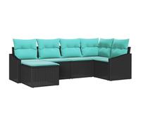 vidaXL Ensemble de Canapés avec Coussin 6 pcs Noir polyrotin, Ensemble de Meubles de Jardin, canapé Moderne, rectangulaire, léger, résistant aux UV, sièges Flexibles, Table Ajustable