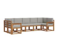 vidaXL Ensemble de canapés d'extérieur 7 pcs Gris Naturel et Clair, Ensemble de canapés modernes d'extérieur, sectionnel de patio, salon de jardin, meubles en bois d'acacia, assises pour arrière-cour,