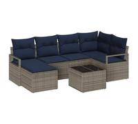 vidaXL Ensemble de Canapés avec Coussin 7 pcs Gris polyrotin, Canapé d'extérieure modulable, léger et résistant aux UV, avec Design tissé, pour terrasse et Jardin