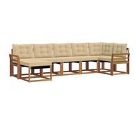vidaXL Ensemble de Canapés avec Coussin 7 pcs Naturel et Beige, Salon de Jardin Moderne, canapé Confortable près de la Piscine, mobilier résistant au Temps, Lounge Pratique