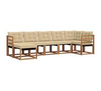 vidaXL Ensemble de Canapés avec Coussin 7 pcs Naturel et Beige, Salon de Jardin Moderne, canapé Confortable près de la Piscine, mobilier résistant au Temps, Lounge Pratique