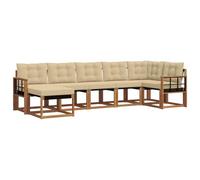 vidaXL Ensemble de Canapés avec Coussin 7 pcs Naturel et Beige, Salon de Jardin Moderne, canapé Confortable près de la Piscine, mobilier résistant au Temps, Lounge Pratique