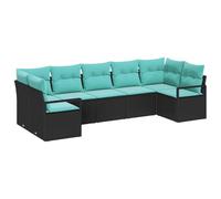 vidaXL Ensemble de Canapés avec Coussin 7 pcs Noir polyrotin, Canapé de Jardin, Ensemble extérieur Moderne, modulable en rotin, Confortable, pour Salon météo résistant