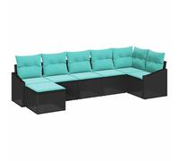 vidaXL Ensemble de Canapés avec Coussin 7 pcs Noir polyrotin, Canapé d'extérieur modulaire, léger, résistant aux UV, Parfait pour Jardin, terrasse, mobilier saisonnier