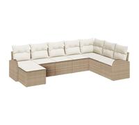 vidaXL Ensemble de Canapés avec Coussin 8 pcs Beige et Blanc polyrotin, Jardin et terrasse, mobilier Moderne modulable, canapé léger, Assise résistante, Collection d'extérieur stylée