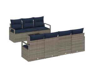 vidaXL Ensemble de Canapés avec Coussin 8 pcs Gris polyrotin, Canapé de Jardin Chic, Collection de Salon extérieure Moderne, Meubles en rotin résistants, assises durables et polyvalentes