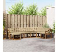 vidaXL Ensemble de Canapés avec Coussin 8 pcs Naturel et Beige, Sofa de Jardin Moderne, Ensemble Lounge Durable, mobilier de terrasse, Solution de sièges Confortable