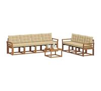 vidaXL Ensemble de Canapés avec Coussin 8 pcs Naturel et Beige, Canapé Moderne d'extérieur, Meuble de Jardin résistant, Ensemble de Patio, Coin Lounge pour Un Confort Relaxant