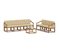 vidaXL Ensemble de Canapés avec Coussin 8 pcs Naturel et Beige, Canapé Moderne d'extérieur, Meuble de Jardin résistant, Ensemble de Patio, Coin Lounge pour Un Confort Relaxant