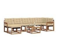 vidaXL Ensemble de Canapés avec Coussin 8 pcs Naturel et Beige, Salon de Jardin, Ensemble Moderne, Meubles d'extérieur, canapé Confortable, résistant aux intempéries, accoudoirs Pratiques