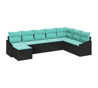 vidaXL Ensemble de Canapés avec Coussin 8 pcs Noir polyrotin, Ensemble de Jardin modulable, léger, résistant aux intempéries, matériau Anti-UV, Table réglable, Montage Facile