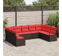 vidaXL Ensemble de Canapés avec coussin 9 pcs Marron polyrotin