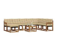 vidaXL Ensemble de Canapés avec Coussin 9 pcs Naturel et Beige, Canapé de Jardin Moderne, Salon extérieur, Assise résistante, canapé de Bord de Piscine, mobilier Durable