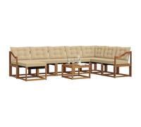 vidaXL Ensemble de Canapés avec Coussin 9 pcs Naturel et Beige, Canapé de Jardin Moderne, Salon extérieur, Assise résistante, canapé de Bord de Piscine, mobilier Durable