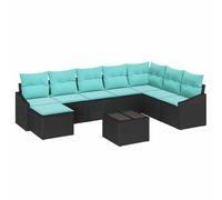 vidaXL Ensemble de Canapés avec Coussin 9 pcs Noir polyrotin, Ensemble de Jardin modulable, léger, résistant aux intempéries, matériau Anti-UV, Table réglable, Montage Facile