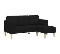vidaXL Ensemble de Canapés avec Coussin Noir Polyester, Canapé Modulable Chic, Assises Confortables, Design Rectangulaire Moderne, Mobilier Salon Polyvalent