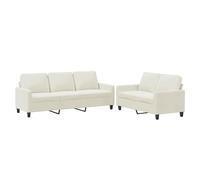 vidaXL Ensemble de canapés 2 pcs – Moderne, avec coussins et accoudoirs, velours crème