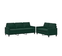 vidaXL Ensemble de canapés 2 pcs avec coussins et accoudoirs, moderne, velours vert foncé