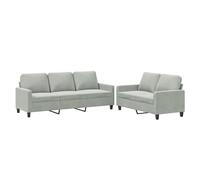 vidaXL Ensemble de Canapés avec Coussins 2 pcs, Canapés avec Accoudoirs, Ensemble de Meubles, Mobilier de Salon, Moderne, Gris Clair Velours