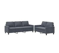 Vidaxl Ensemble De Canapés 2 Pcs Avec Coussins Gris Foncé Velours Gris