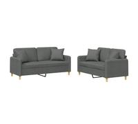 Vidaxl Ensemble De Canapés 2 Pcs Coussins Gris Foncé Tissu Gris