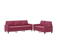 Vidaxl Ensemble De Canapés 2 Pcs Avec Coussins Rouge Bordeaux Velours Rouge