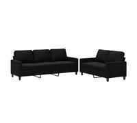 Vidaxl Ensemble De Canapés 2 Pcs Avec Coussins Noir Velours Noir