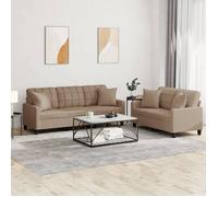 vidaXL Ensemble de canapés 2 pièces avec coussins – Similicuir Cappuccino