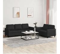 vidaXL Ensemble de canapés 2 pcs 3201760 – Similicuir noir avec coussins, accoudoirs et dossier
