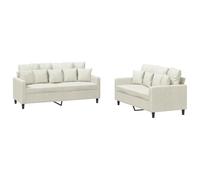 vidaXL Ensemble de canapés 2 pcs moderne avec coussins, accoudoirs et dossier, velours crème