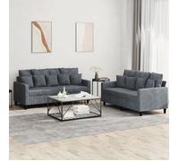 vidaXL Ensemble de canapés 2 pièces avec coussins velours gris foncé
