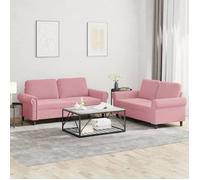 vidaXL Ensemble de canapés 3202213, 2 pièces velours rose avec coussins, accoudoirs et dossier