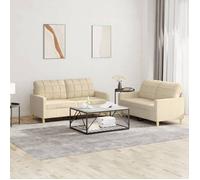 Vidaxl Ensemble De Canapés 2 Pcs Avec Coussins Crème Tissu