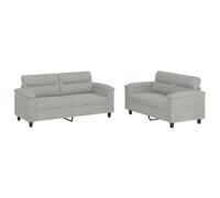 vidaXL Ensemble de Canapés avec Coussins 2 pcs, Canapés avec Accoudoirs et Dossier, Ensemble de Meubles, Mobilier de Salon, Moderne, Gris Clair Tissu Microfibre