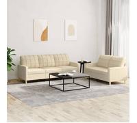 Vidaxl Ensemble De Canapés 2 Pcs Avec Coussins Crème Tissu