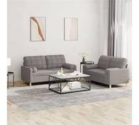 Ensemble de Canapés avec Coussins Sièges Salon 2 pcs Gris Foncé Tissu vidaXL