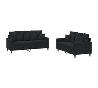 vidaXL Ensemble de Canapés avec Coussins 2 pcs, Canapés avec Accoudoirs et Dossier, Ensemble de Meubles, Mobilier de Salon, Moderne, Noir Velours