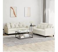 vidaXL Ensemble de canapés 2 pcs moderne avec coussins, accoudoirs et dossier, velours crème