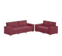 vidaXL Ensemble de canapés avec coussins 2 pièces en tissu rouge rouge, canapé, siège de canapé, canapé de relaxation, canapé en tissu, fauteuil de télévision