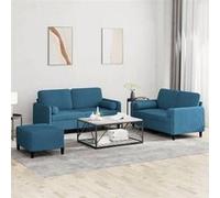 Vidaxl Ensemble De Canapés 3 Pcs Avec Coussins Bleu Velours
