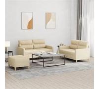Vidaxl Ensemble De Canapés 3 Pcs Avec Coussins Crème Tissu