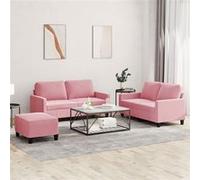Ensemble de Canapés avec Coussins 3 pcs, Canapés avec Accoudoirs, Ensemble de Meubles avec Repose-pieds Salon, Moderne, Rose Velours