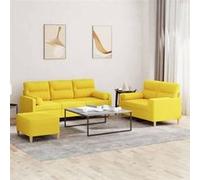 vidaXL Ensemble de Canapés avec Coussins 3 pcs, Canapés avec Accoudoirs, Ensemble de Meubles avec Repose-pieds Salon, 3201629 Jaune G